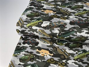Bomuldsjersey - biler på camouflage